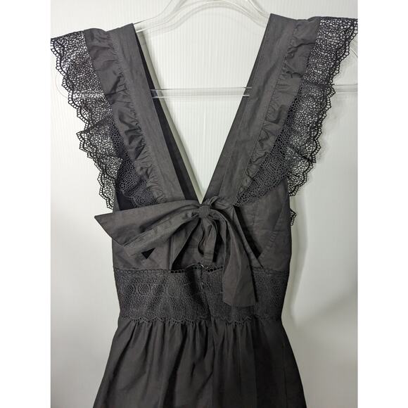 Magali Pascal Vivienne Black Mini Dress Eyelet Lace Detail Backless with Tie S - Picture 7 of 9